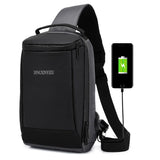Men's Outdoor Canvas Chest Bag Messenger Bag With USB Charging