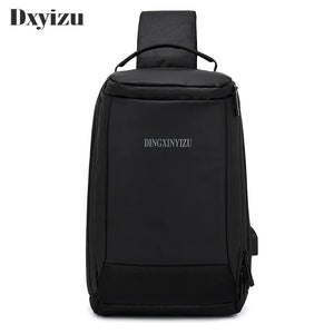 Men's Outdoor Canvas Chest Bag Messenger Bag With USB Charging