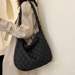 Lattice Pattern Shoulder Bag Large Capacity Tote Bag