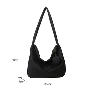 Lattice Pattern Shoulder Bag with Large Capacity