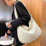 Lattice Pattern Shoulder Bag Large Capacity Tote Bag