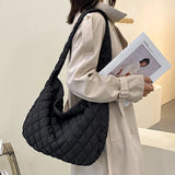 Lattice Pattern Shoulder Bag Large Capacity Tote Bag