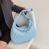 Lattice Winter Handbag Space Pad Cotton Crossbody Bag Female Large Capacity Tote
