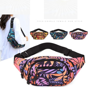 Leaf Printed Waist Bags Fanny Pack Men's Belt Bag Women Casual Travel