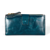 Oil Wax Leather Women Wallets Classic High Cards Holder Women Purse