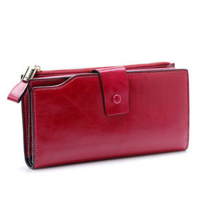 Oil Wax Leather Women Wallets Classic High Cards Holder Women Purse