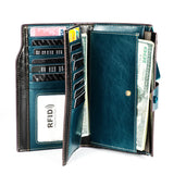 Oil Wax Leather Women Wallets Classic High Cards Holder Women Purse