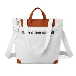 Letter Canvas Women Handbags Travel Outside Shopping Bag Leisure Tote Bag