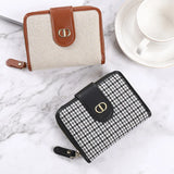 Clasp Plaid Canvas Small Purse Multi-card Capacity Anti-demagnetization