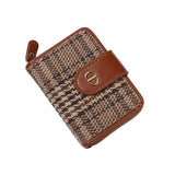 Clasp Plaid Canvas Small Purse Multi-card Capacity Anti-demagnetization