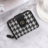 Clasp Plaid Canvas Small Purse Multi-card Capacity Anti-demagnetization