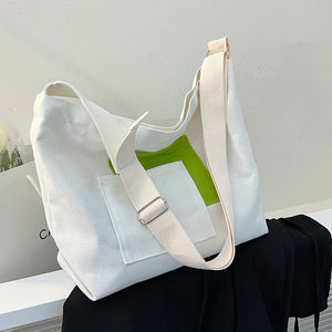 Canvas Shoulder Bag for Women, Large Capacity Denim Fatchel