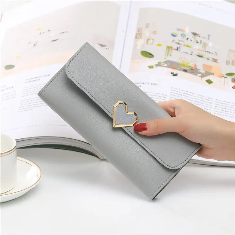 Long Women Wallets Lady's PU Female Wallets Heart Photo Purse