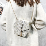 Leather Tassel Square Handbag Lock Shoulder Bag