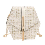 Leather Tassel Square Handbag Lock Shoulder Bag