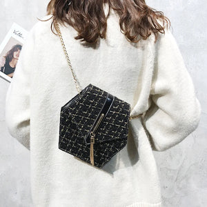 Leather Tassel Square Handbag Lock Shoulder Bag