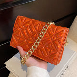 Women Diamond Grain Flap Crossbody Bag Silver Patent Leather Handbags