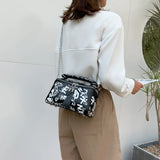 Graffiti Pattern Leather Crossbody Bag for Women