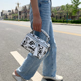 Graffiti Pattern Leather Crossbody Bag for Women