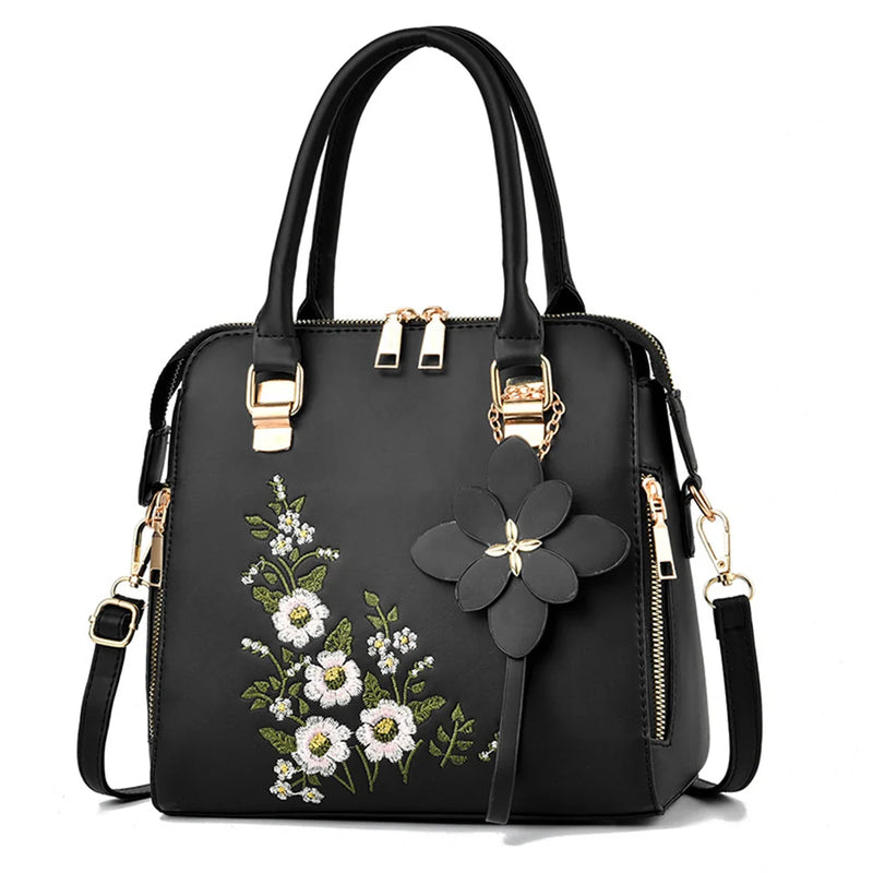 Embroidery Totes Bags Women Shoulder Bag Leather Hand Bags Ladies Crossbody Bag