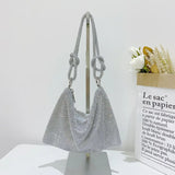 Hobo Shoulder Bag with Shining Rhinestones