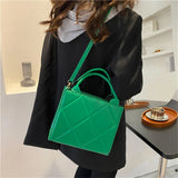 Women Leather Shoulder Bag Plaid Crossbody Tote