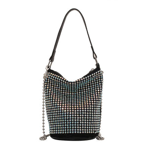 Diamonds Basket Bag Rhinestone Shoulder Crossbody Evening Party Bucket Purse
