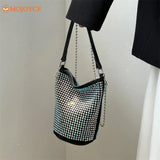 Diamonds Basket Bag Rhinestone Shoulder Crossbody Evening Party Bucket Purse