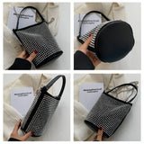 Diamonds Basket Bag Rhinestone Shoulder Crossbody Evening Party Bucket Purse