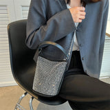 Diamonds Basket Bag Rhinestone Shoulder Crossbody Evening Party Bucket Purse