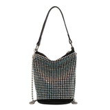 Diamonds Basket Bag Rhinestone Shoulder Crossbody Evening Party Bucket Purse