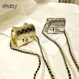 Mini Leather Bag Women Hanging Neck Camellia Bags Rhombus Earphone/Lipstick/Keys