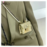 Mini Leather Bag Women Hanging Neck Camellia Bags Rhombus Earphone/Lipstick/Keys