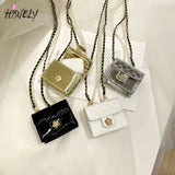 Mini Leather Bag Women Hanging Neck Camellia Bags Rhombus Earphone/Lipstick/Keys