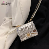 Mini Leather Bag Women Hanging Neck Camellia Bags Rhombus Earphone/Lipstick/Keys