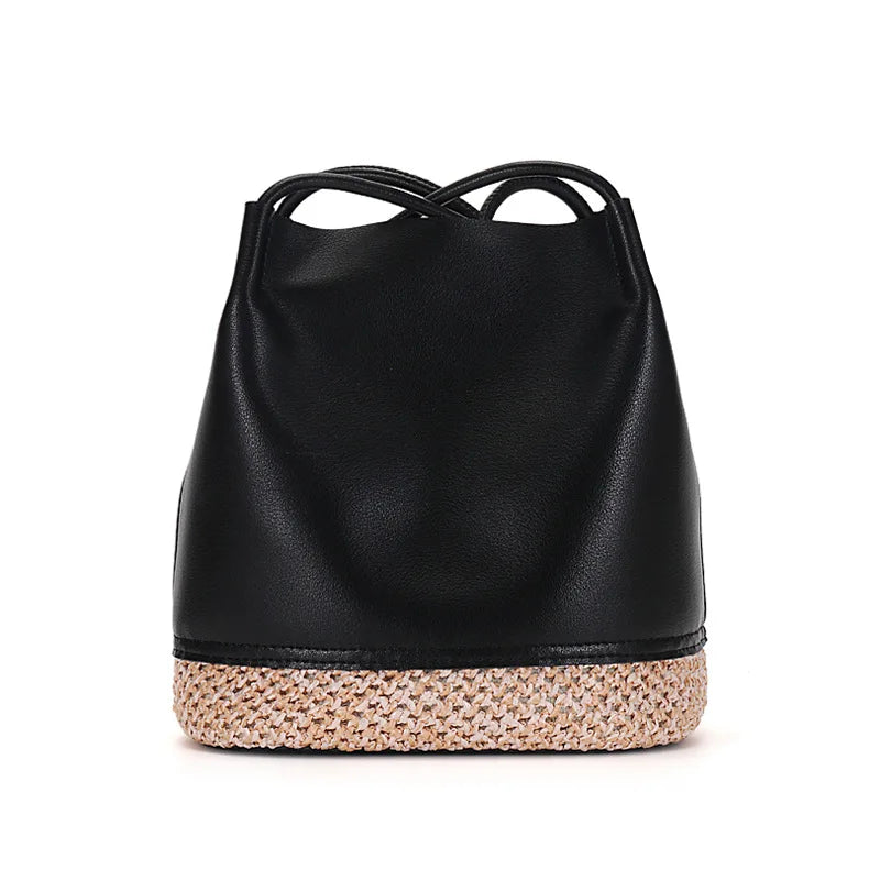 Soft Leather Bucket Bag Small Handheld Lady Handbag
