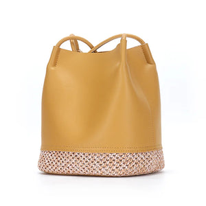 Soft Leather Bucket Bag Small Handheld Lady Handbag