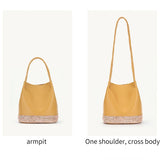 Soft Leather Bucket Bag Small Handheld Lady Handbag