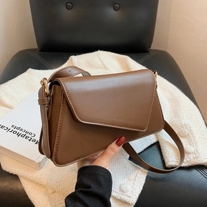 Leather Armpit Bag Women Shoulder Handbag Crossbody Small Square Bag