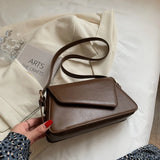 Leather Armpit Bag Women Shoulder Handbag Crossbody Small Square Bag