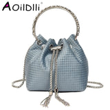 Satin Bucket Crossbody Bag with Metal Ring Handle