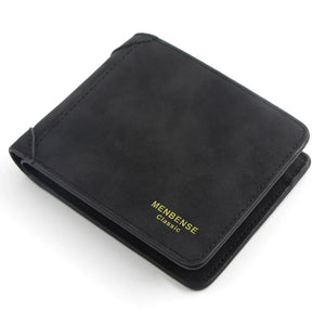 Men's Short Frosted Leather Wallet Retro Two Fold Vertical
