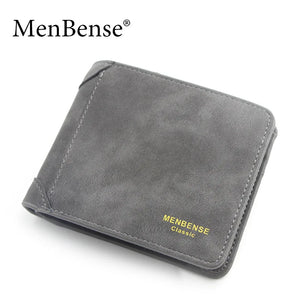 Men's Short Frosted Leather Wallet Retro Two Fold Vertical