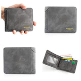 Men's Short Frosted Leather Wallet Retro Two Fold Vertical