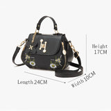 Embroidered Flap Shoulder Crossbody Bag