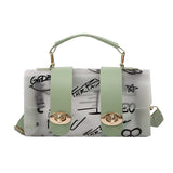 Women Shoulder Bag PVC Transparent Graffiti Ladies Purse Mint Green Mobile Purse