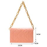 Quilted Chain Shoulder Bag Metal Thick Chain Purses Clutch Handbag
