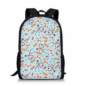 Medical Tool Print Girl School Bags Zipper Backpacks