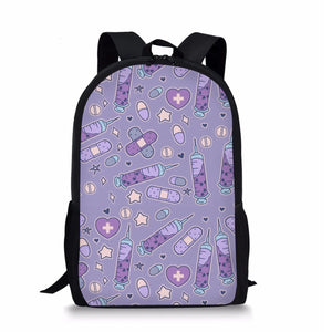 Medical Tool Print Girl School Bags Zipper Backpacks
