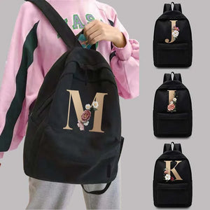 26 Letters Print School Backpack for Teen Girls Women Shoulder Laptop